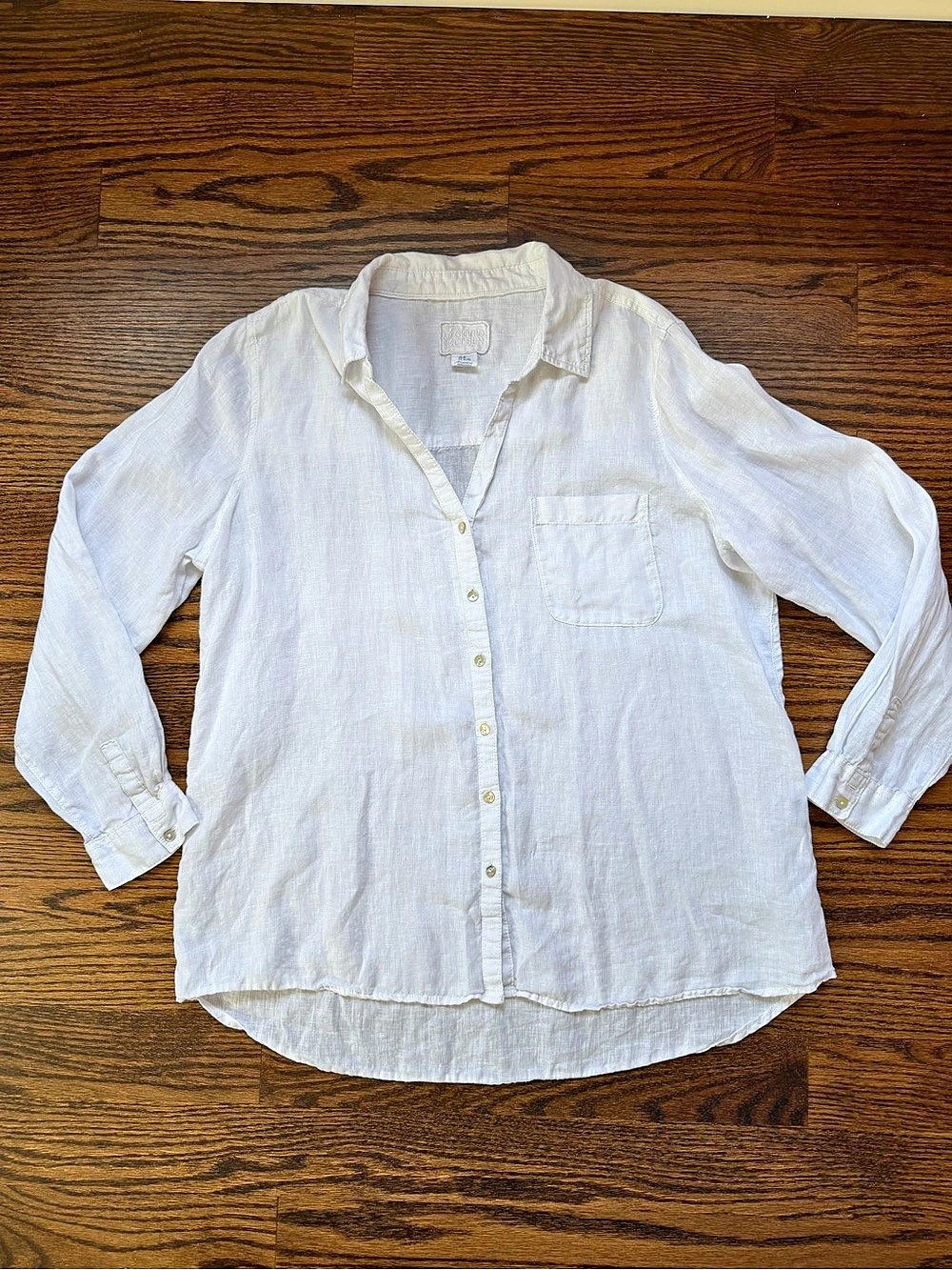 Sigrid Olsen White Linen Button Down Shirt Size XL